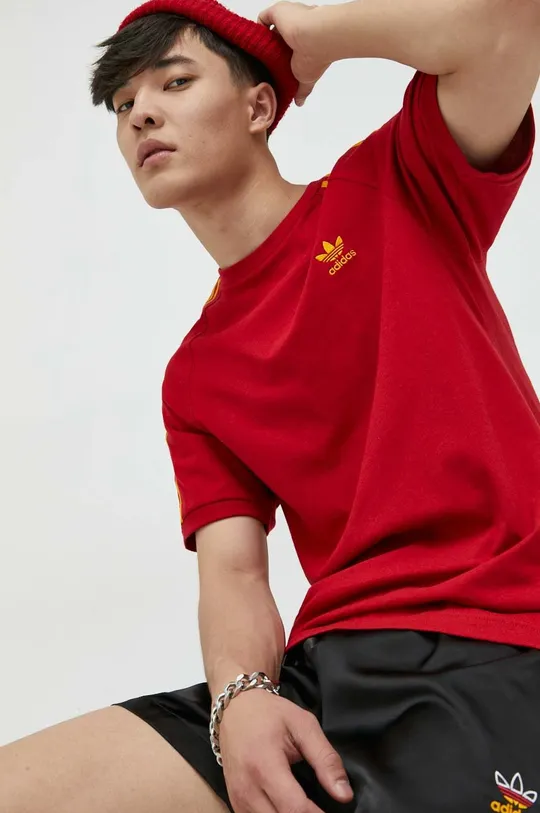 κόκκινο Βαμβακερό μπλουζάκι adidas Originals Ανδρικά