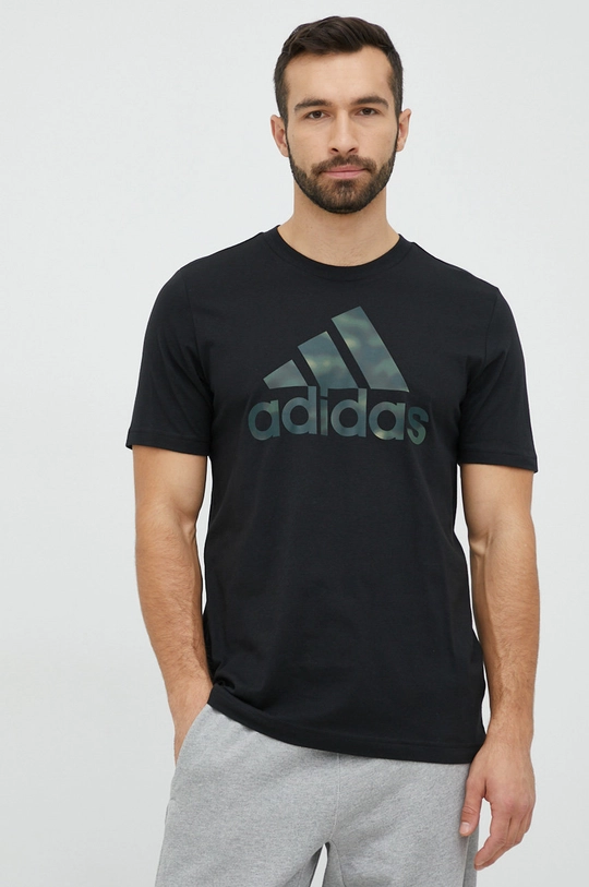 czarny adidas t-shirt bawełniany Męski