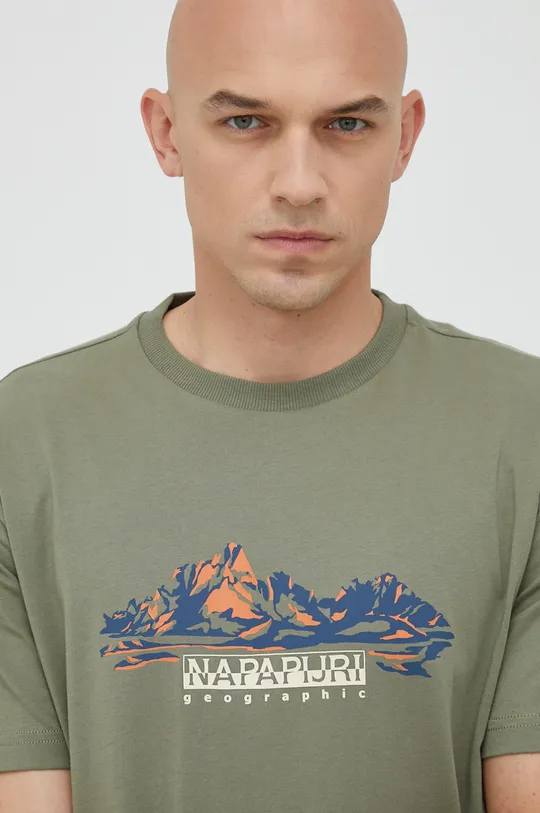 πράσινο Βαμβακερό μπλουζάκι Napapijri