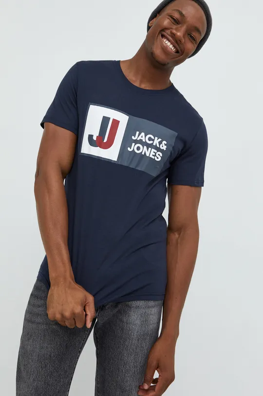 σκούρο μπλε Βαμβακερό μπλουζάκι Jack & Jones Jcologan
