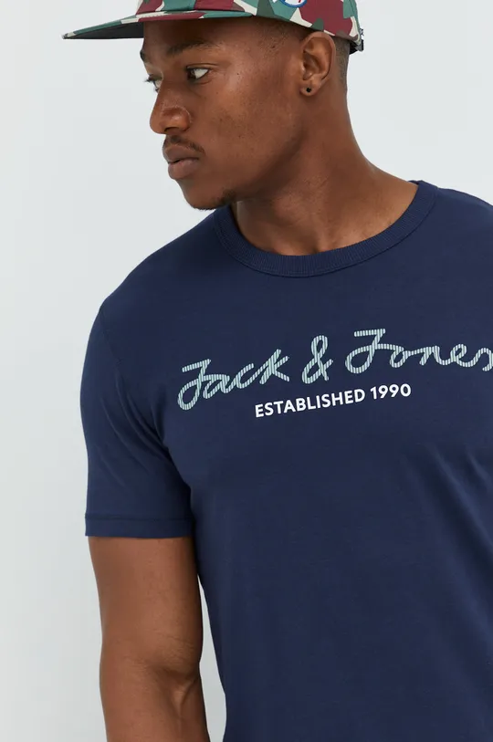 granatowy Jack & Jones t-shirt bawełniany JCOBERG