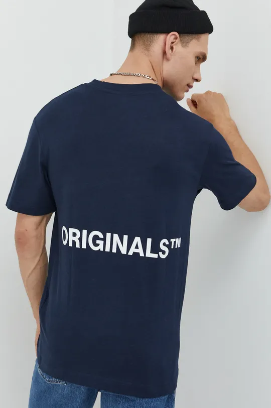 granatowy Jack & Jones t-shirt bawełniany JORCLEAN Męski