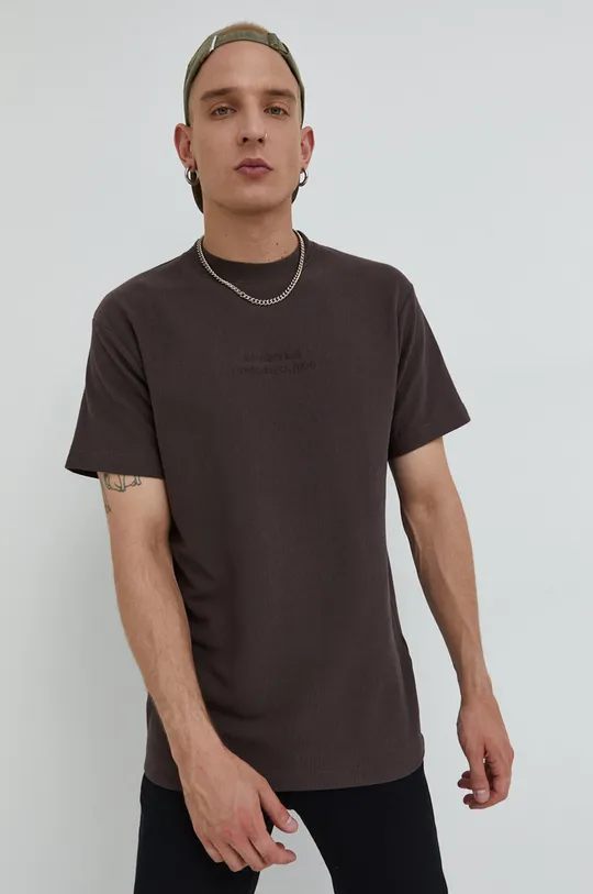 brązowy Jack & Jones t-shirt bawełniany JORRIVERSIDE