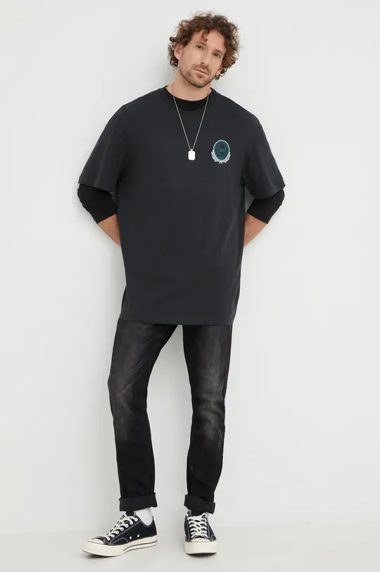 Βαμβακερό μπλουζάκι Lee μαύρο