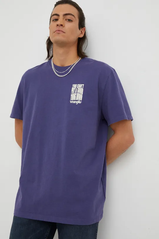 fioletowy Wrangler t-shirt bawełniany Męski