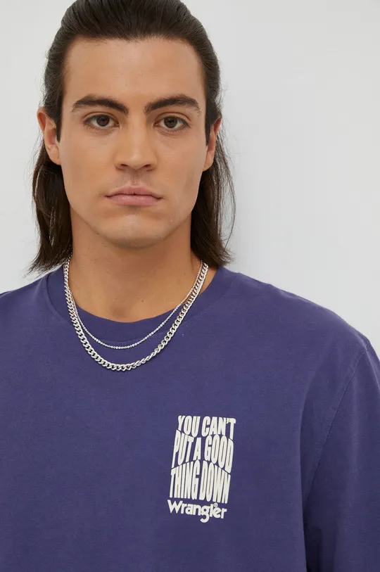 fioletowy Wrangler t-shirt bawełniany