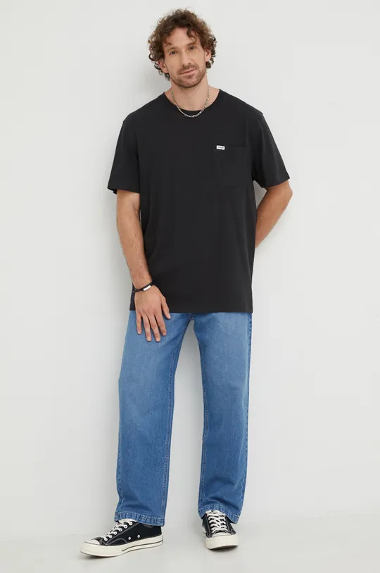 Βαμβακερό μπλουζάκι Wrangler μαύρο
