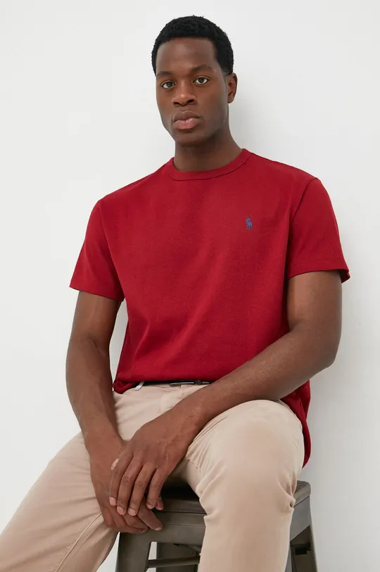 κόκκινο Βαμβακερό μπλουζάκι Polo Ralph Lauren Ανδρικά