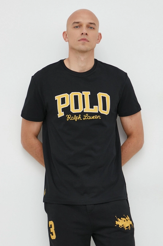 czarny Polo Ralph Lauren t-shirt bawełniany Męski