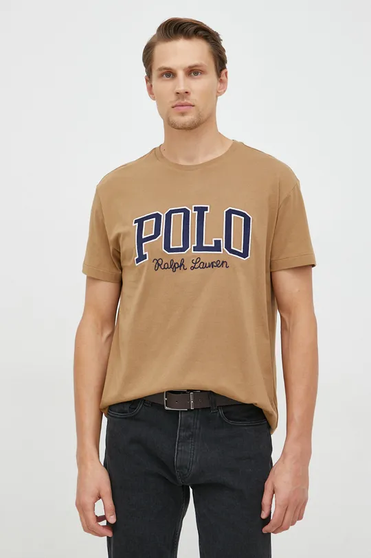smeđa Pamučna majica Polo Ralph Lauren