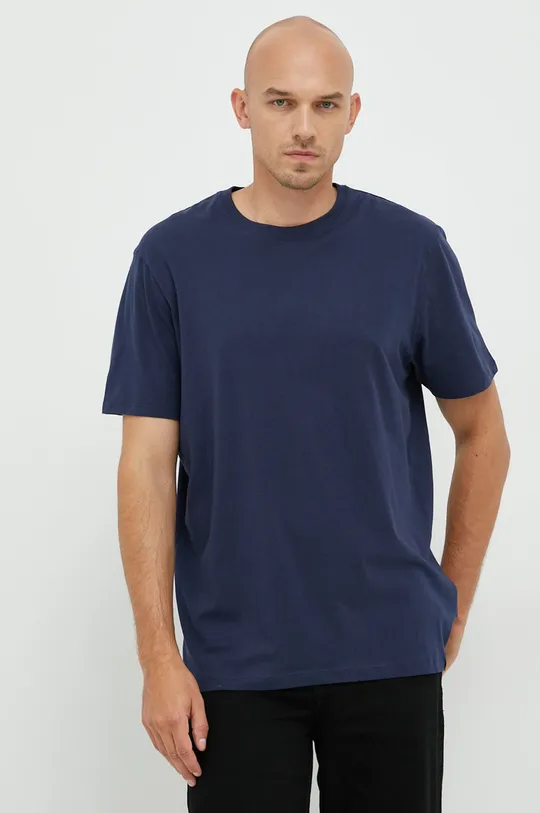 Βαμβακερό μπλουζάκι Wrangler σκούρο μπλε