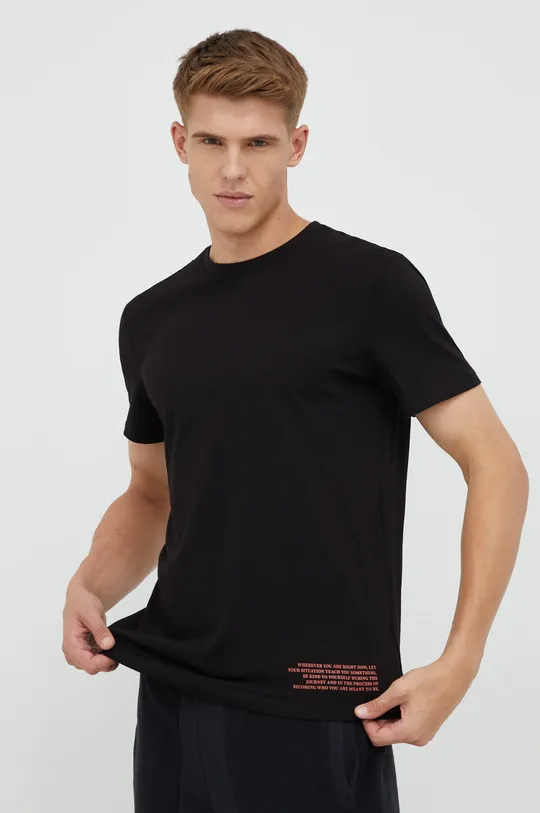 μαύρο Βαμβακερό μπλουζάκι Outhorn Ανδρικά