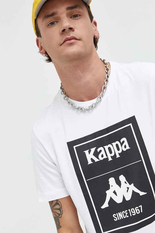 biały Kappa t-shirt bawełniany