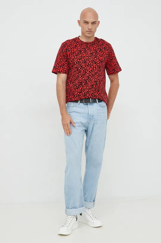 Βαμβακερό μπλουζάκι Michael Kors κόκκινο