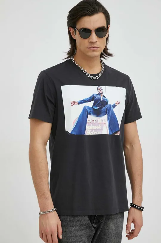 szary Wrangler t-shirt bawełniany x Leon Bridges Męski