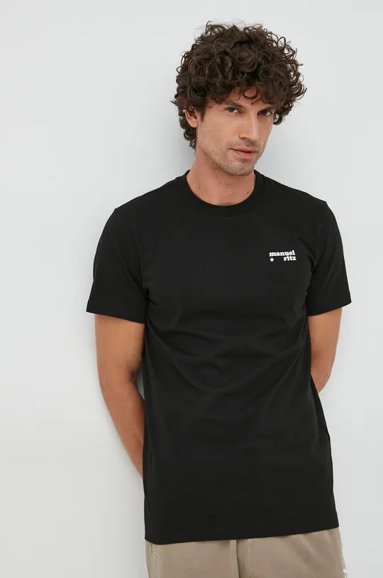 μαύρο Βαμβακερό μπλουζάκι Manuel Ritz