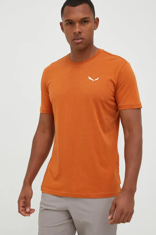 pomarańczowy Salewa T-shirt sportowy Hemp Logo Męski