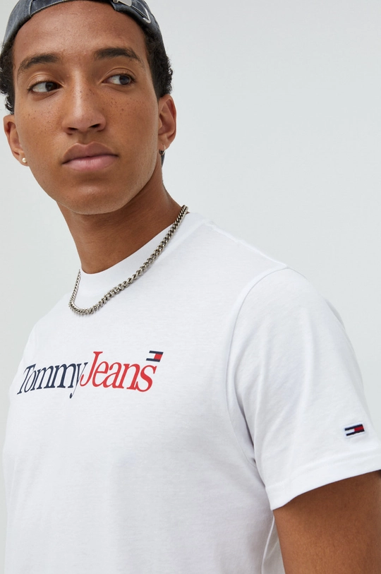 λευκό Βαμβακερό μπλουζάκι Tommy Jeans