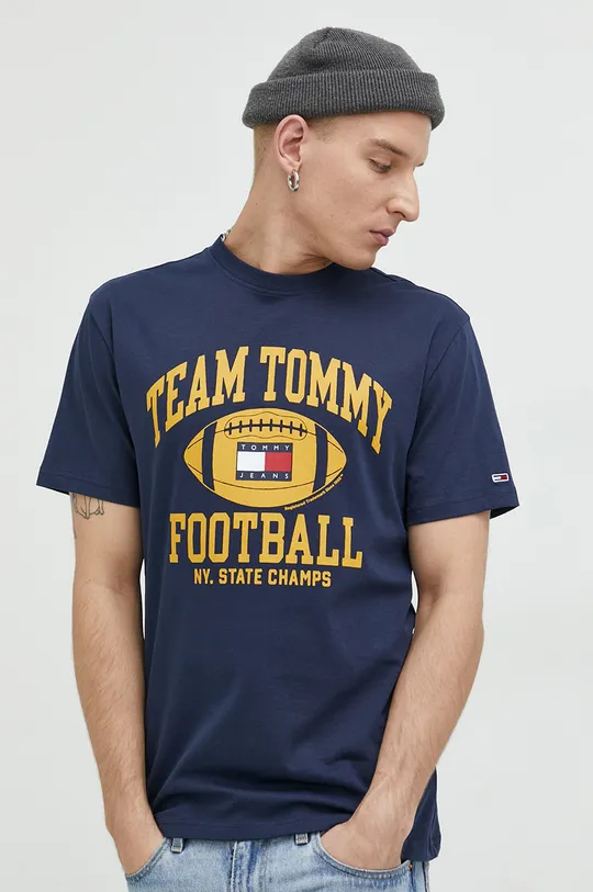 granatowy Tommy Jeans t-shirt bawełniany Męski