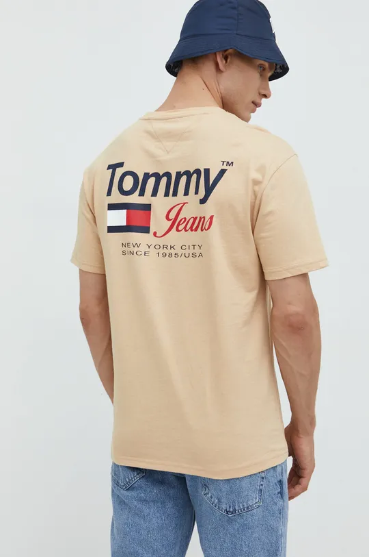 μπεζ Βαμβακερό μπλουζάκι Tommy Jeans