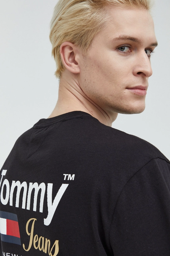 czarny Tommy Jeans t-shirt bawełniany