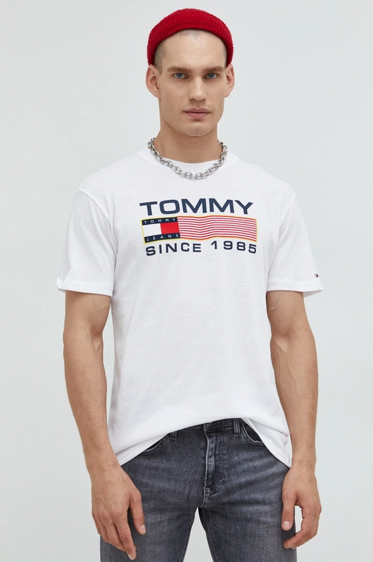 λευκό Βαμβακερό μπλουζάκι Tommy Jeans