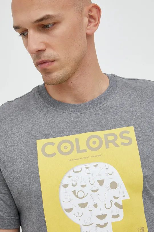 szary United Colors of Benetton t-shirt bawełniany x Colors