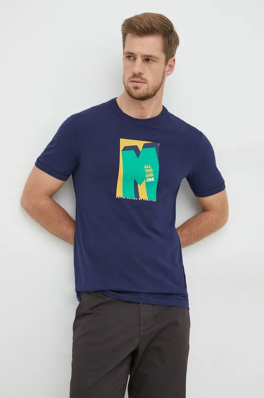 granatowy United Colors of Benetton t-shirt bawełniany Męski