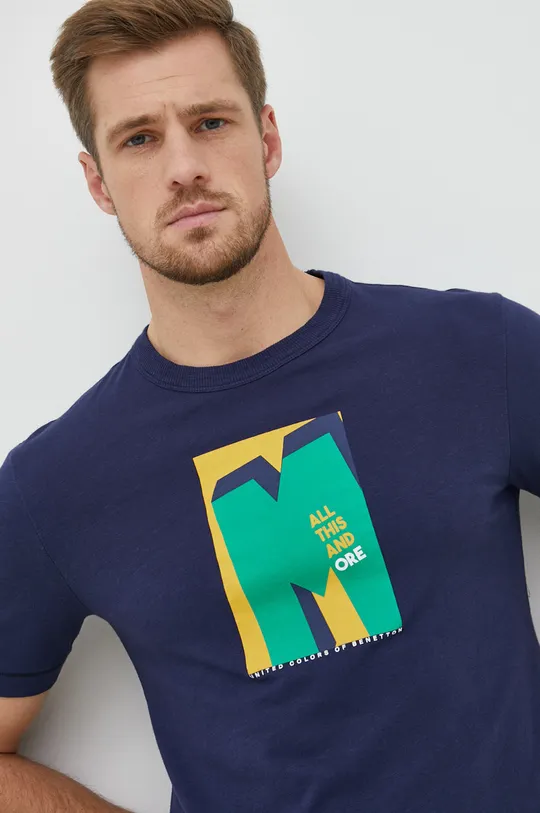 granatowy United Colors of Benetton t-shirt bawełniany