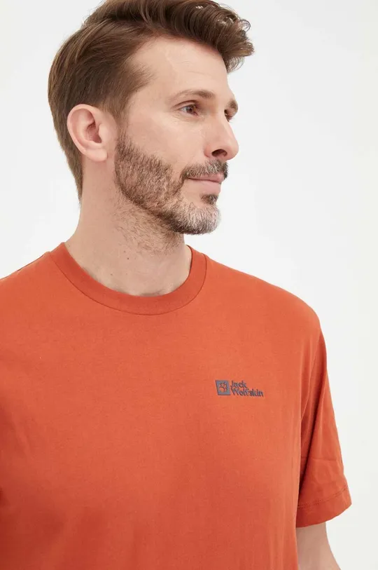 czerwony Jack Wolfskin t-shirt bawełniany