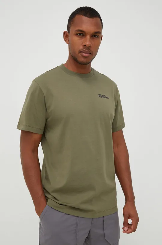 πράσινο Βαμβακερό μπλουζάκι Jack Wolfskin Ανδρικά
