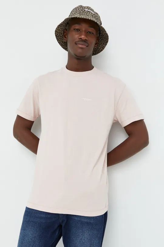 růžová Bavlněné tričko Abercrombie & Fitch Pánský
