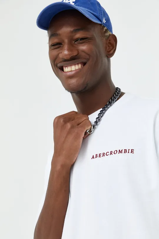 biały Abercrombie & Fitch t-shirt bawełniany