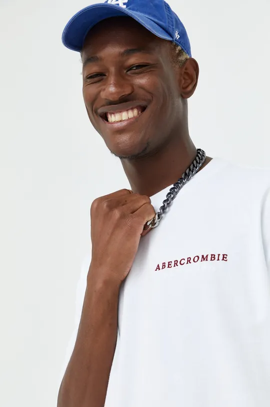 λευκό Βαμβακερό μπλουζάκι Abercrombie & Fitch