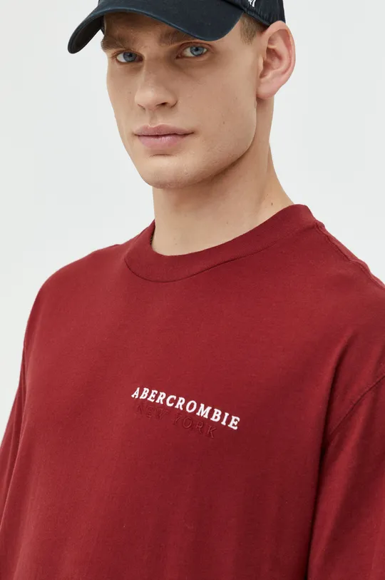 μπορντό Βαμβακερό μπλουζάκι Abercrombie & Fitch