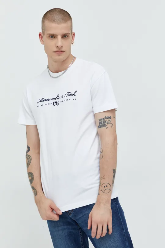 bela Bombažna kratka majica Abercrombie & Fitch