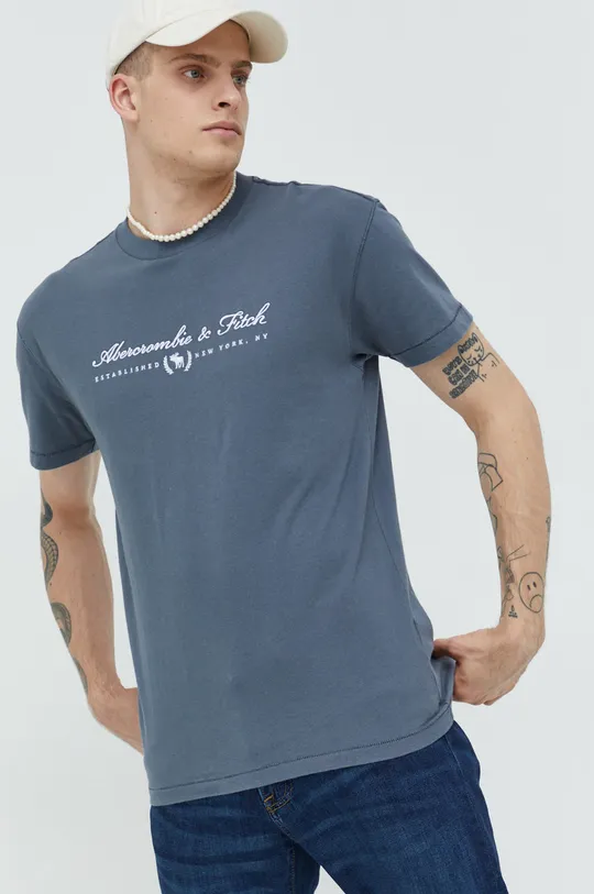 sivá Bavlnené tričko Abercrombie & Fitch Pánsky