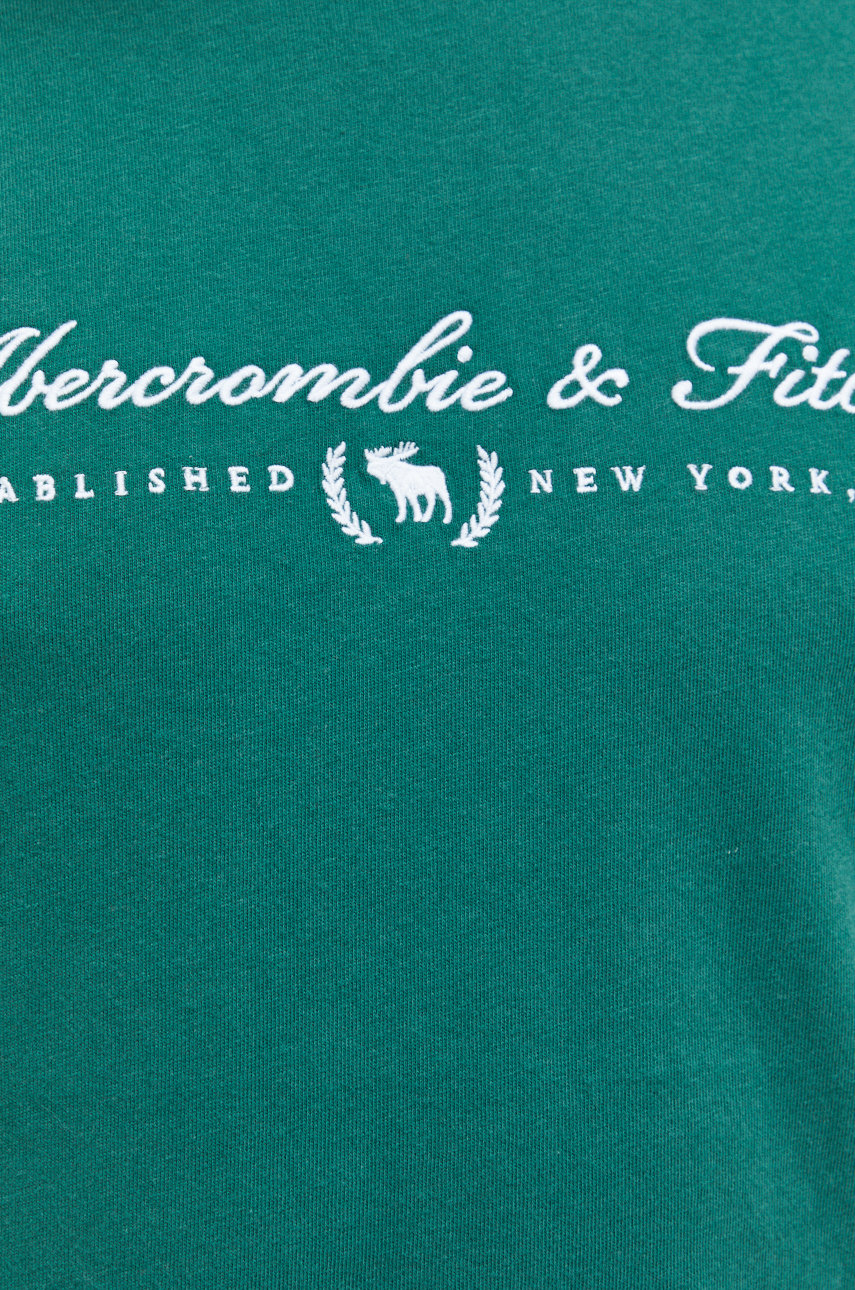Abercrombie & Fitch tshirt bawełniany, kolor zielony z aplikacją