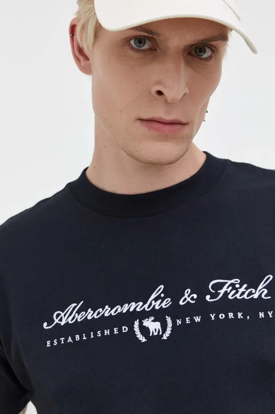 fekete Abercrombie & Fitch pamut póló