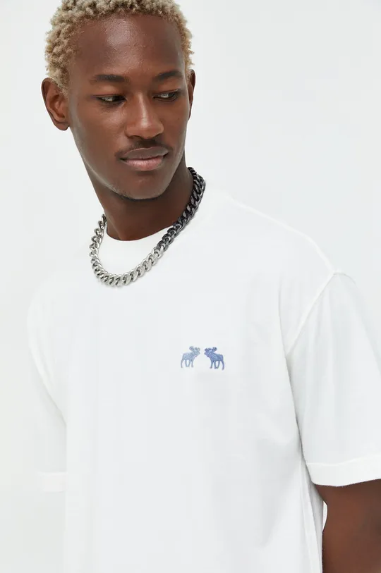 λευκό Βαμβακερό μπλουζάκι Abercrombie & Fitch Ανδρικά