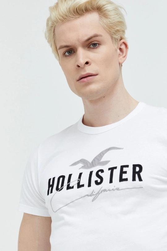 biały Hollister Co. t-shirt bawełniany Męski