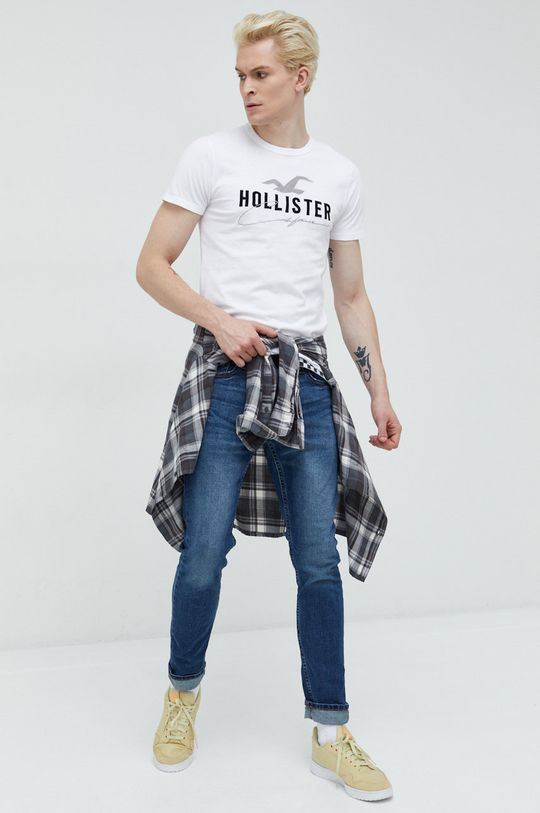 Памучна тениска Hollister Co. бял