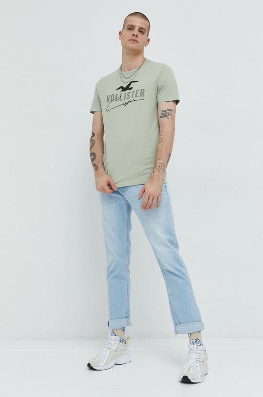 Памучна тениска Hollister Co. зелен