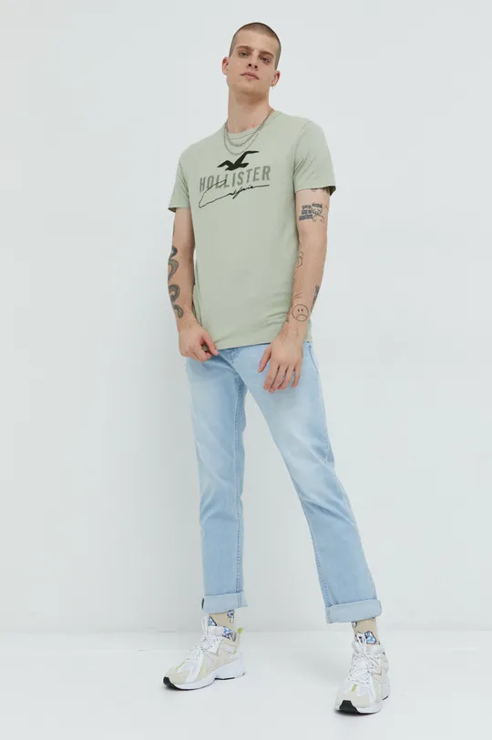 Bavlnené tričko Hollister Co. zelená