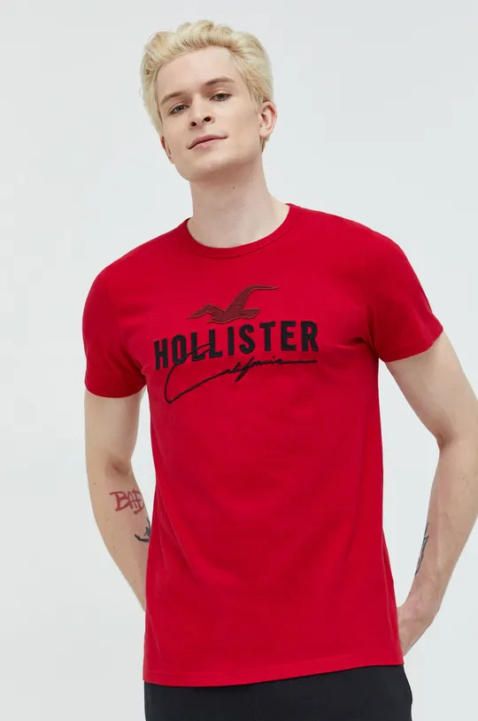 červená Bavlnené tričko Hollister Co.