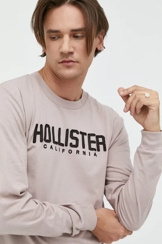 fialová Bavlnené tričko s dlhým rukávom Hollister Co.