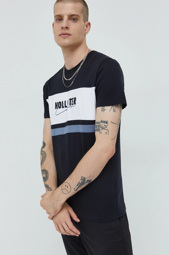 czarny Hollister Co. t-shirt bawełniany