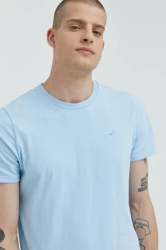 μπλε Βαμβακερό μπλουζάκι Hollister Co. Ανδρικά
