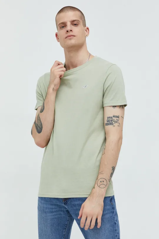 πράσινο Βαμβακερό μπλουζάκι Hollister Co. Ανδρικά