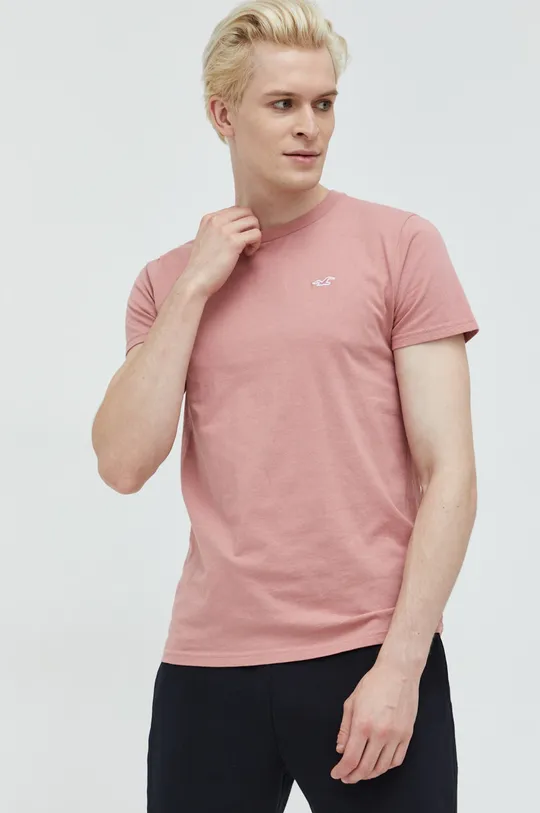 różowy Hollister Co. t-shirt bawełniany
